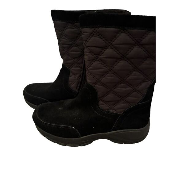 LANDS END Women's Black Quilted Suede All Weather Mid-Calf Zip Boots Size 7.5 B - Picture 5 of 15